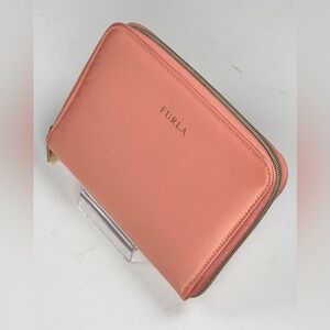 Furla Peach bird and floral wallet clutch. Zipper clutch crossbody   Tropical